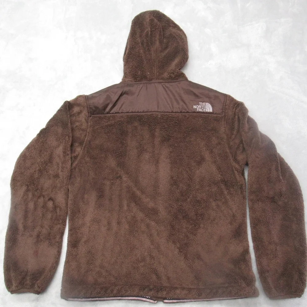 North Face Jacket Women Small Brown Hooded Pockets Sherpa Fleece SUPER SOFT